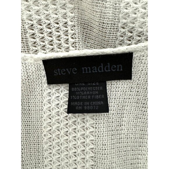 Steve Madden White Shimmery Knit Shawl Wrap Cardigan Kimono Ruana One Size - Picture 4 of 6